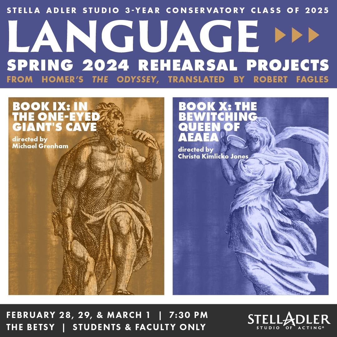 Spring 2025 Language Projects artwork, featuring illustrations of Polyphemus and Circe