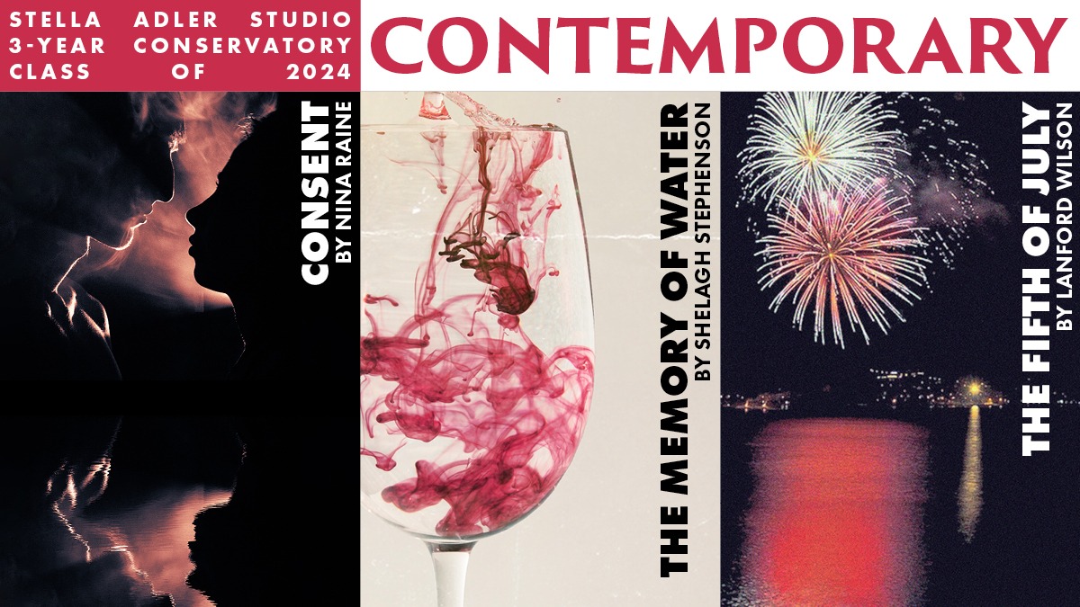 Artwork for the 3 productions in the 3-Year Conservatory Class of 2024 Contemporary Round