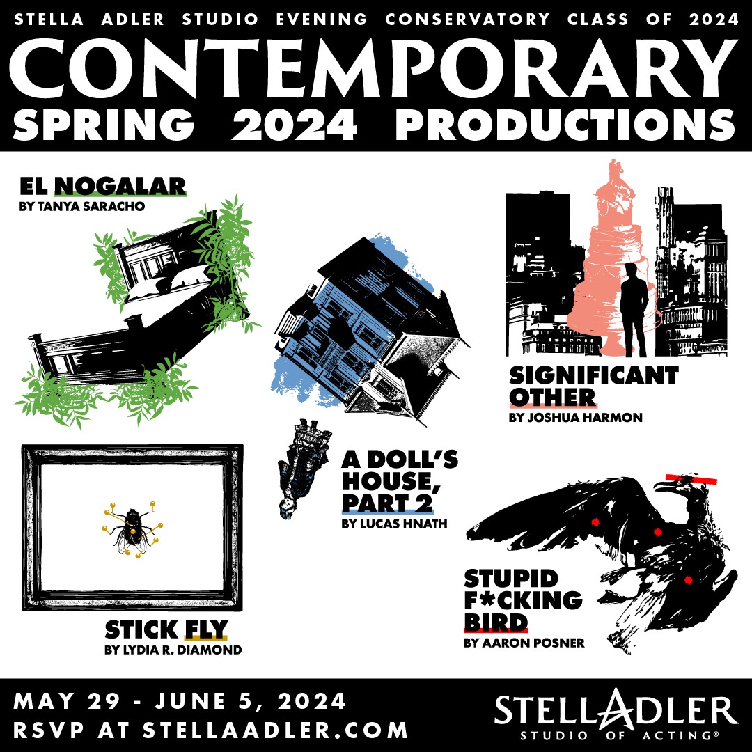 Show artwork collage for the Evening Conservatory class of 2024 Contemporary Productions